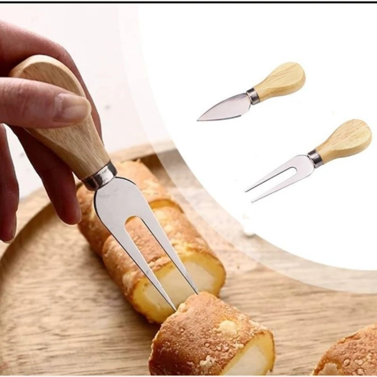 کارد وچنگال صبحانه خوری دسته چوبی