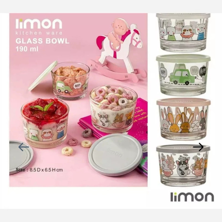 ظرف شیشه چاپدار لیمون ۱۹۰ میل