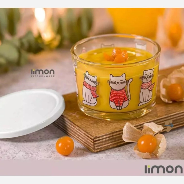 ظرف شیشه چاپدار ۱۹۰ میل لیمون