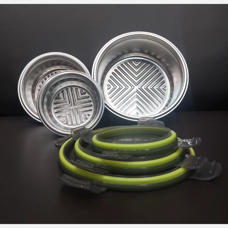 ظرف غذا استیل گرد خارجی ۳ تیکه